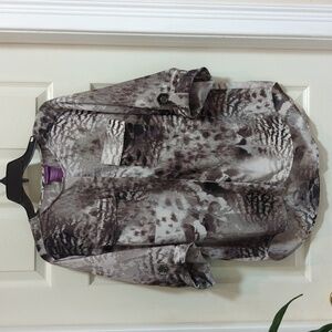 Beverly Drive Women's 3/4 Roll Tab Sleeve Button Down Blouse Size 1X